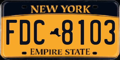 NY license plate FDC8103