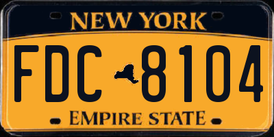NY license plate FDC8104