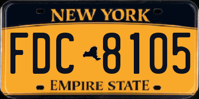 NY license plate FDC8105