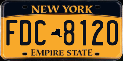 NY license plate FDC8120