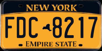 NY license plate FDC8217