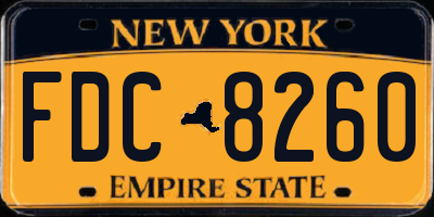 NY license plate FDC8260