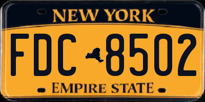 NY license plate FDC8502