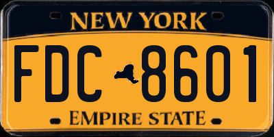 NY license plate FDC8601