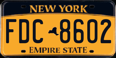NY license plate FDC8602