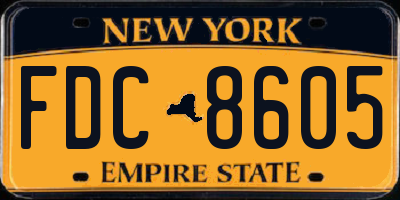 NY license plate FDC8605