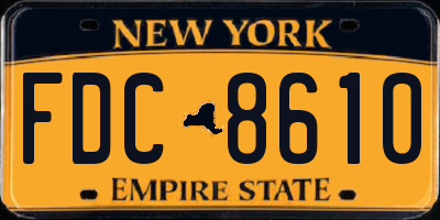 NY license plate FDC8610