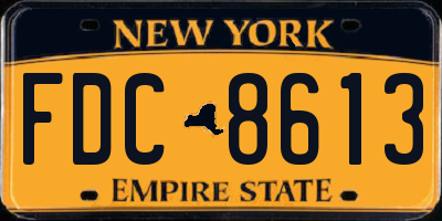 NY license plate FDC8613