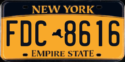 NY license plate FDC8616