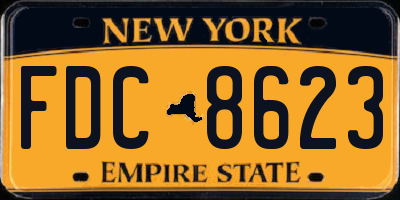 NY license plate FDC8623