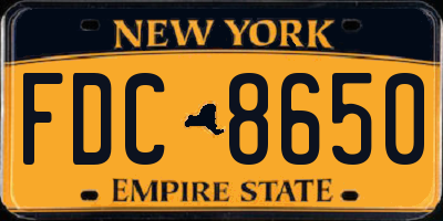 NY license plate FDC8650