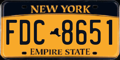 NY license plate FDC8651