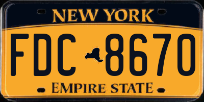 NY license plate FDC8670