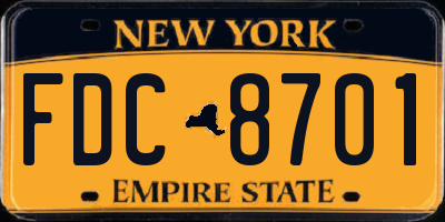 NY license plate FDC8701