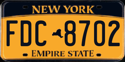 NY license plate FDC8702