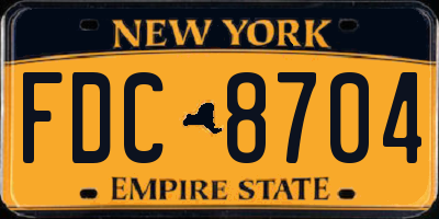 NY license plate FDC8704