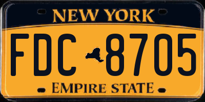 NY license plate FDC8705