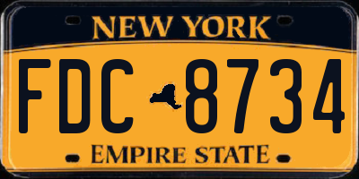 NY license plate FDC8734