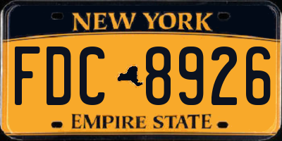 NY license plate FDC8926