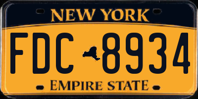 NY license plate FDC8934
