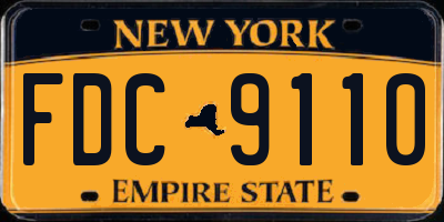 NY license plate FDC9110