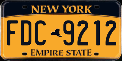NY license plate FDC9212
