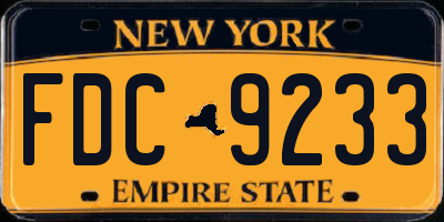 NY license plate FDC9233