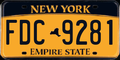 NY license plate FDC9281