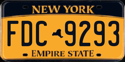 NY license plate FDC9293