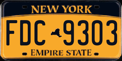 NY license plate FDC9303
