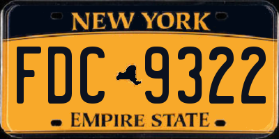 NY license plate FDC9322