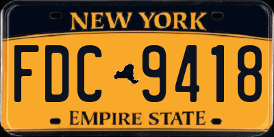 NY license plate FDC9418
