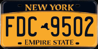 NY license plate FDC9502