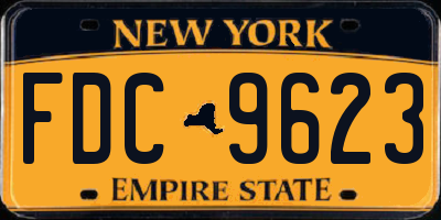 NY license plate FDC9623