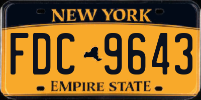 NY license plate FDC9643