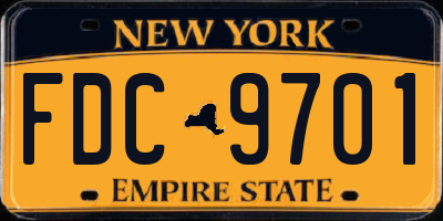 NY license plate FDC9701