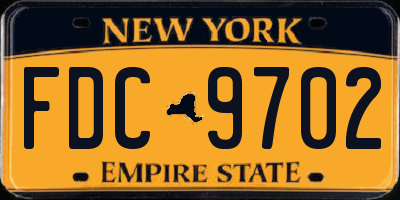 NY license plate FDC9702