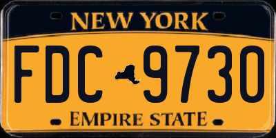 NY license plate FDC9730