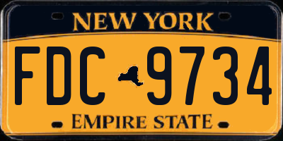 NY license plate FDC9734