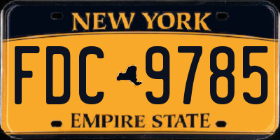NY license plate FDC9785