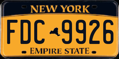 NY license plate FDC9926