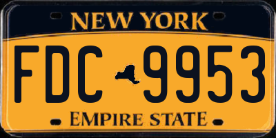 NY license plate FDC9953