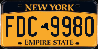 NY license plate FDC9980