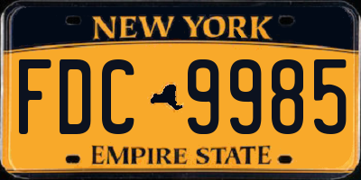 NY license plate FDC9985