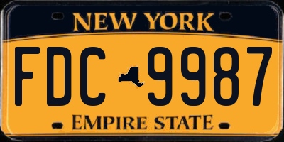NY license plate FDC9987