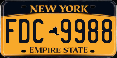 NY license plate FDC9988