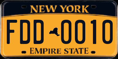 NY license plate FDD0010