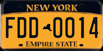 NY license plate FDD0014