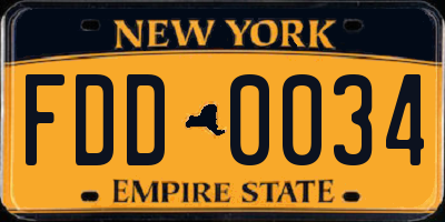 NY license plate FDD0034