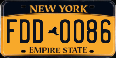 NY license plate FDD0086